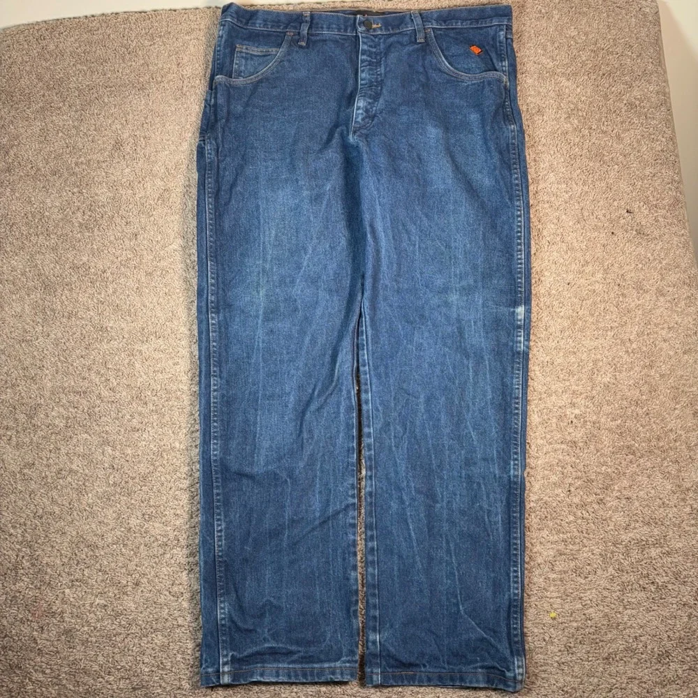 Wrangler Flame Resistant Relaxed Fit Work Pants FR CAT2 2112 Jeans Blue Mens 38‎